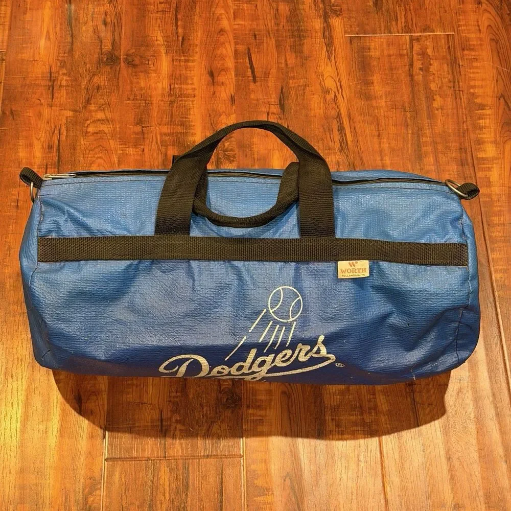 Rare Vintage 1980’s Dodgers Baseball Vinyl Barrel Zip-Up Duffel Bag